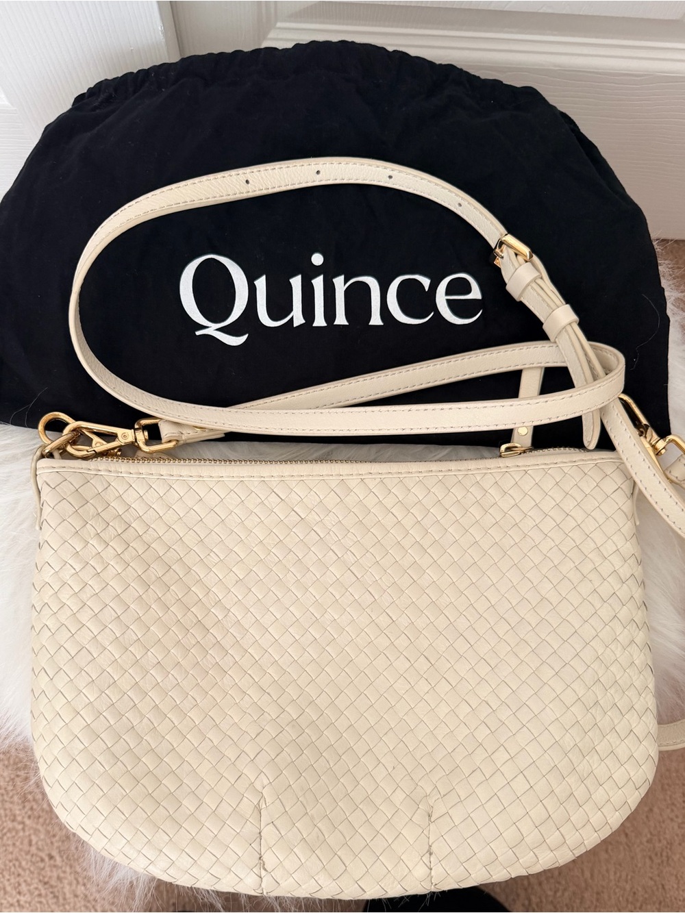 Quince Cream Woven Sloane Bag